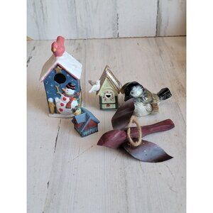 Birdhouse variety bell cardinal bird ornament Xmas set